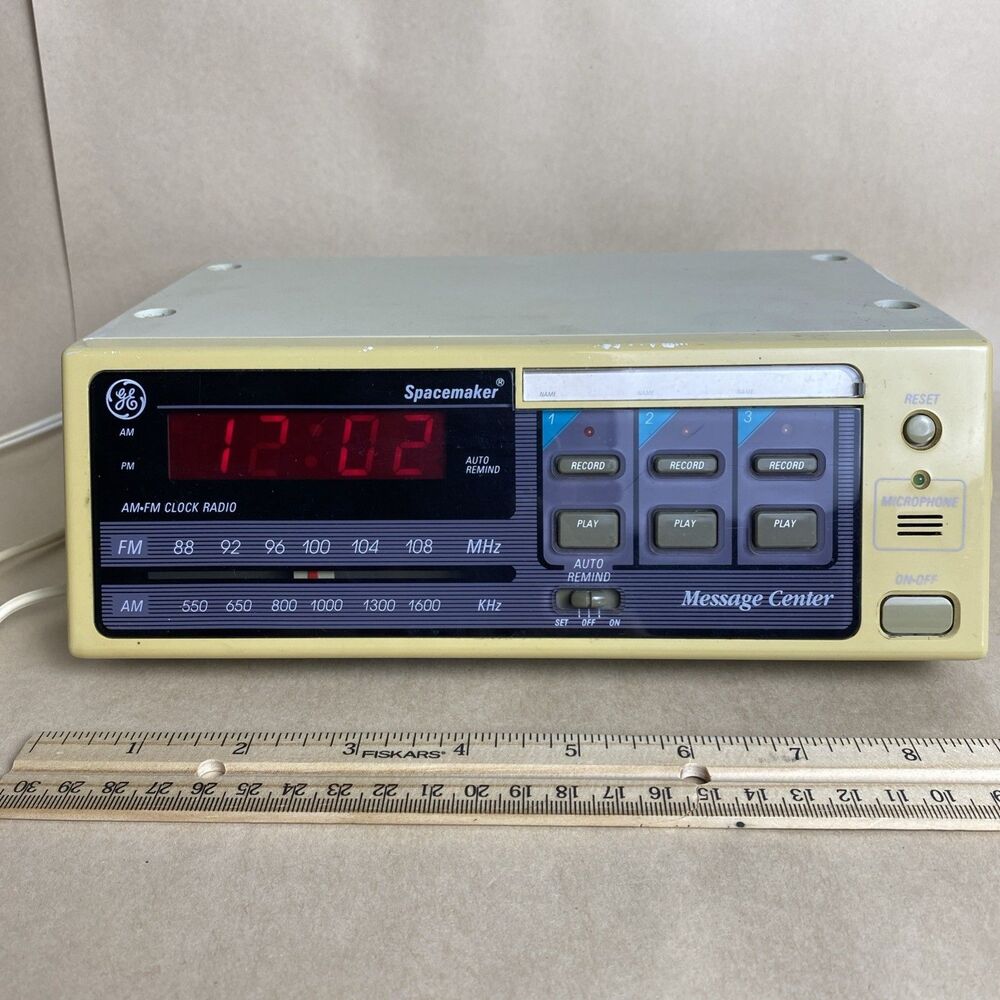 VTG GE SPACEMAKER AM/FM Radio 7-4280A Under Cabinet Mount Message Center Works‎